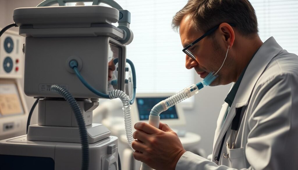 生成一張睡眠呼吸機設備檢查的圖片 生成一張睡眠呼吸機設備檢查的圖片
