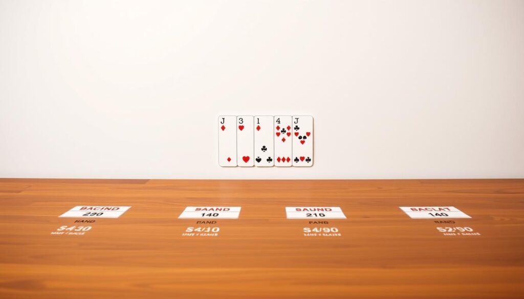 A neatly arranged table showcasing the scoring rules of baccarat, with a clean and minimalistic design. The foreground features a wooden surface, showcasing the different hand values and their corresponding payouts. The middle ground displays a stylized baccarat card layout, highlighting the key card combinations and their point totals. The background has a subtle gradient, creating a sense of depth and focus on the central elements. The lighting is soft and even, creating a warm and inviting atmosphere. The overall composition conveys a sense of clarity and professionalism, suitable for an educational guide on baccarat gameplay. A neatly arranged table showcasing the scoring rules of baccarat, with a clean and minimalistic design. The foreground features a wooden surface, showcasing the different hand values and their corresponding payouts. The middle ground displays a stylized baccarat card layout, highlighting the key card combinations and their point totals. The background has a subtle gradient, creating a sense of depth and focus on the central elements. The lighting is soft and even, creating a warm and inviting atmosphere. The overall composition conveys a sense of clarity and professionalism, suitable for an educational guide on baccarat gameplay.
